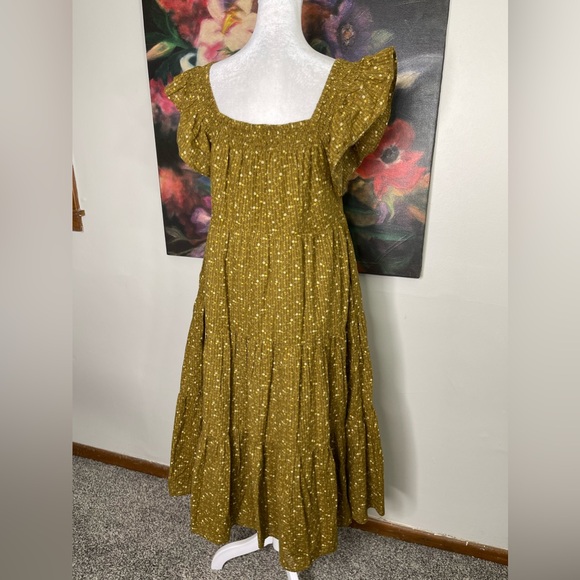 Madewell Ruffle-sleeve Tiered Midi Dress in Daisy Stitch Sz XS Cottagecore Fall - Picture 4 of 10